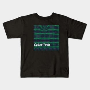 CYBER TECH GREEN BLACK Kids T-Shirt